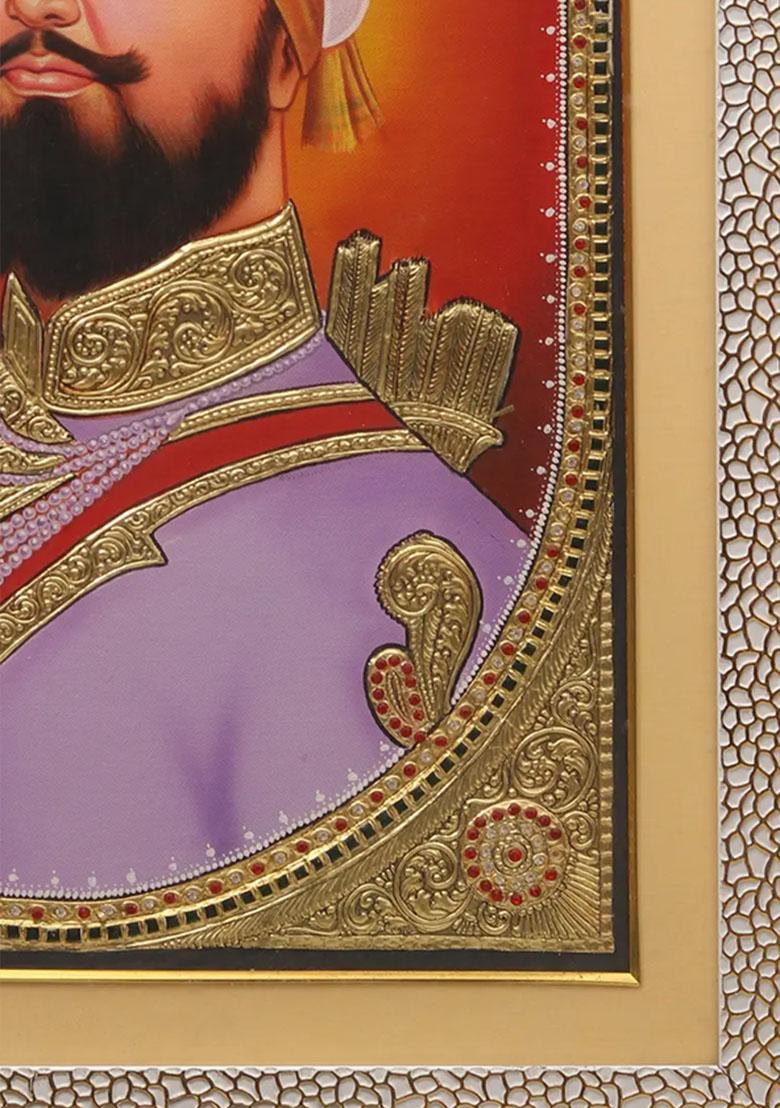 Guru Gobind Singh Ji Tanjore Painting And 24Karat Gold Embossed Artwork