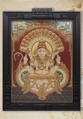 Lord Hanuman Tanjore Painting And 24Karat Gold Embossed Artwork