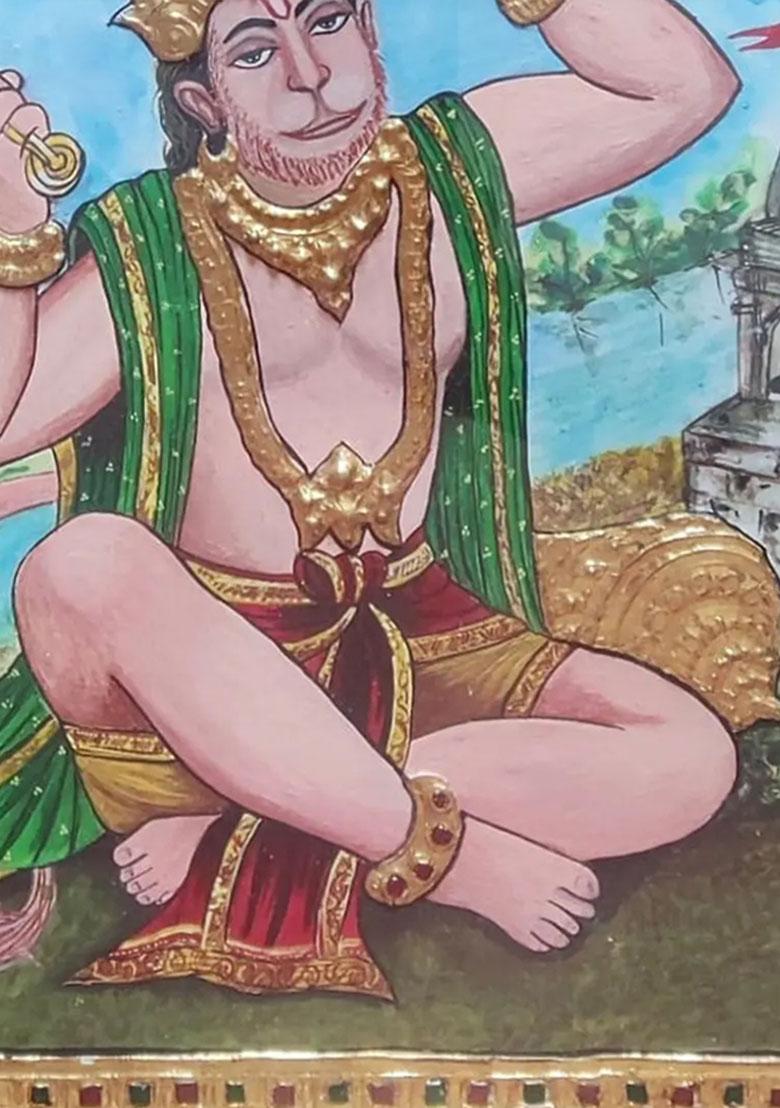 Bhajan Anandi Hanuman Tanjore Painting