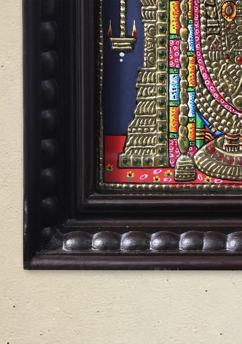 Tirupati Balaji Venkateshvara Tanjore Painting With Teakwood Frame