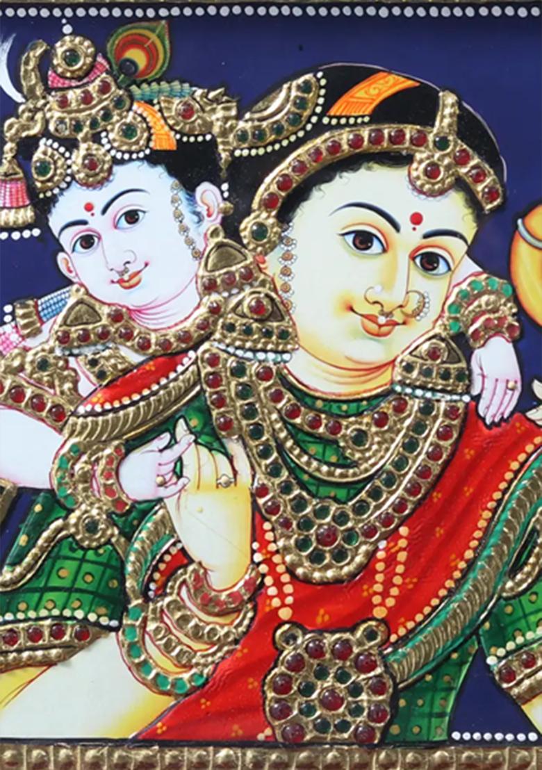 Bal Krishna With Maiya Yashoda Tanjore Painting