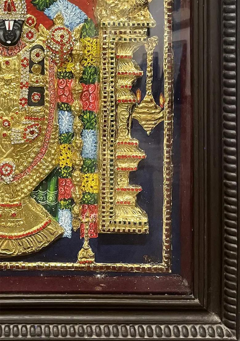 Tirupati Balaji Tanjore Painting Embossed Gold Work