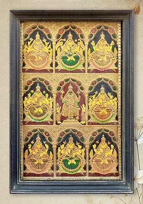 Ashtalakshmi Vishnu Embossed Gold Work Tanjore Painting