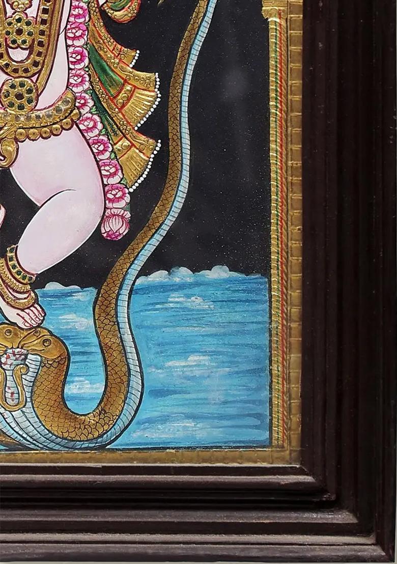 Lord Krishna Dancing On Serpent Kaliya Tanjore Painting With 24K Gold