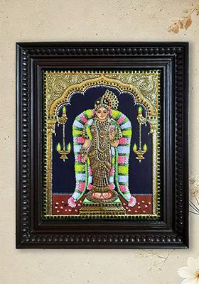 Goddess Andal Prabhu Tanjore Painting Handmade Artwork
