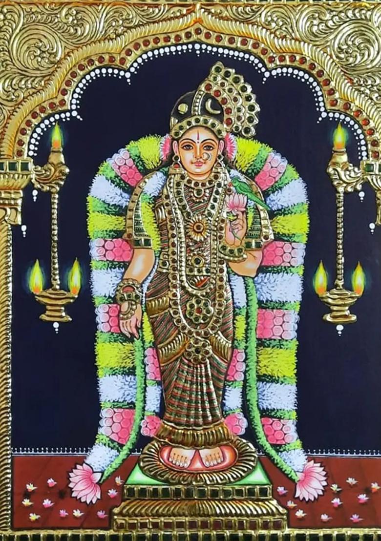 Goddess Andal Prabhu Tanjore Painting Handmade Artwork