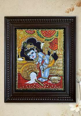 Butter Krishna Tanjore Painting Tanjore Masterpiece By Prabhu