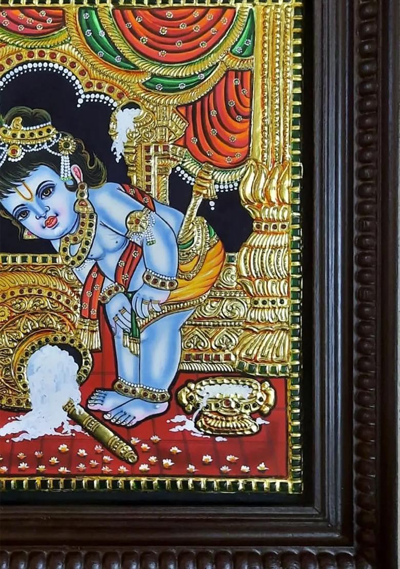 Butter Krishna Tanjore Painting Tanjore Masterpiece By Prabhu