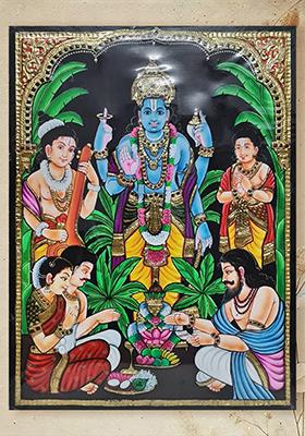 Satyanarayan Katha Tanjore Painting Artwork