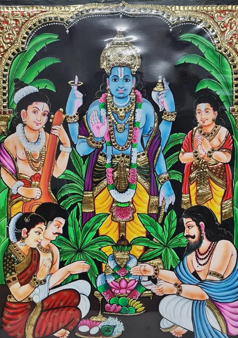 Satyanarayan Katha Tanjore Painting Artwork