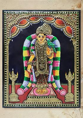 Goddess Andal Tanjore Painting Divine Artwork