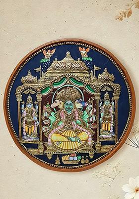 Seated Lord Panchmukhi Hanuman Tanjore Painting Divine Artwork