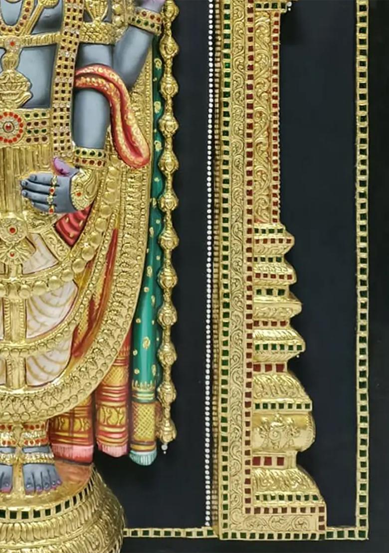 Lord Perumal Tanjore Painting Super Embossed 3D Face Work