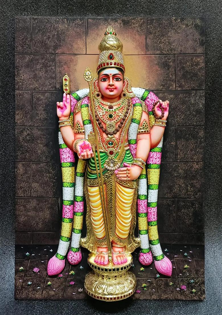 Thiruchendur Murugan Tanjore Painting Super Embossed 3D Face Work