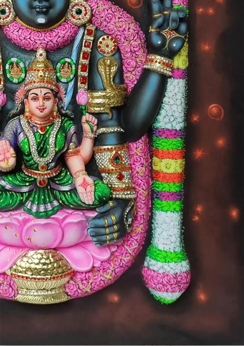 Tirupati Balaji Tanjore Painting Venkateshvara With Devi Lakshmi Super Embossed 3D Face Work