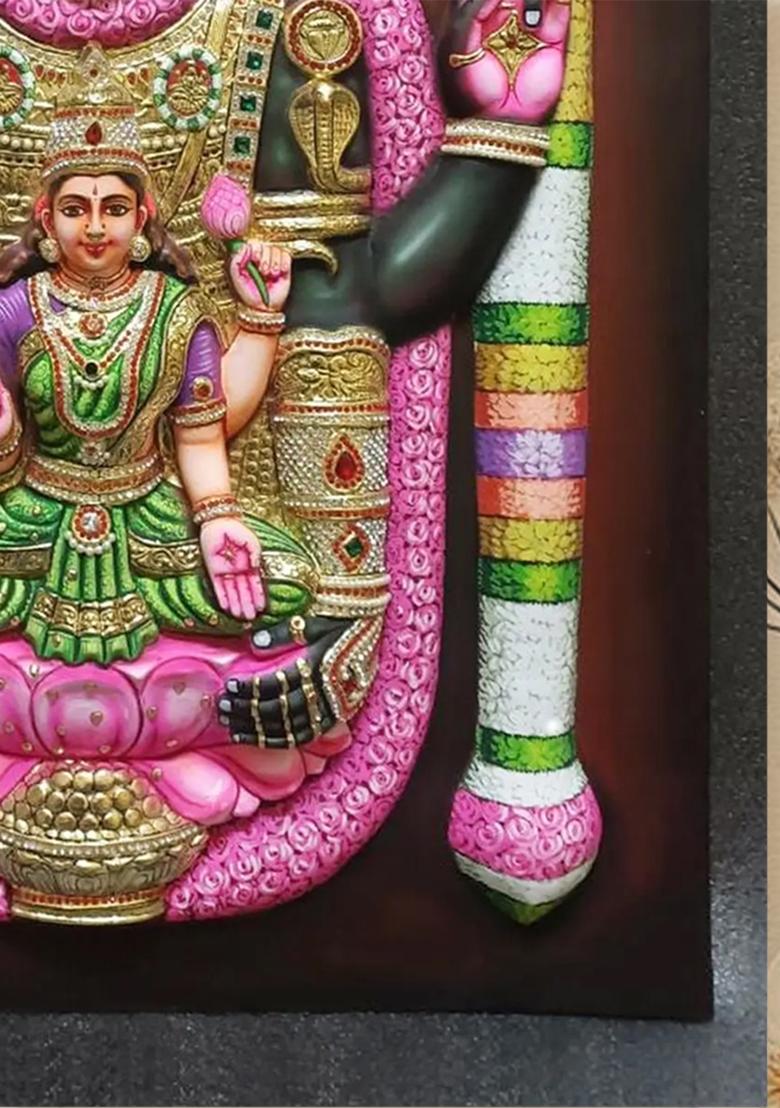 Tirupati Balaji Venkateshvara With Goddess Lakshmi Tanjore Painting Super Embossed 3D Face Work