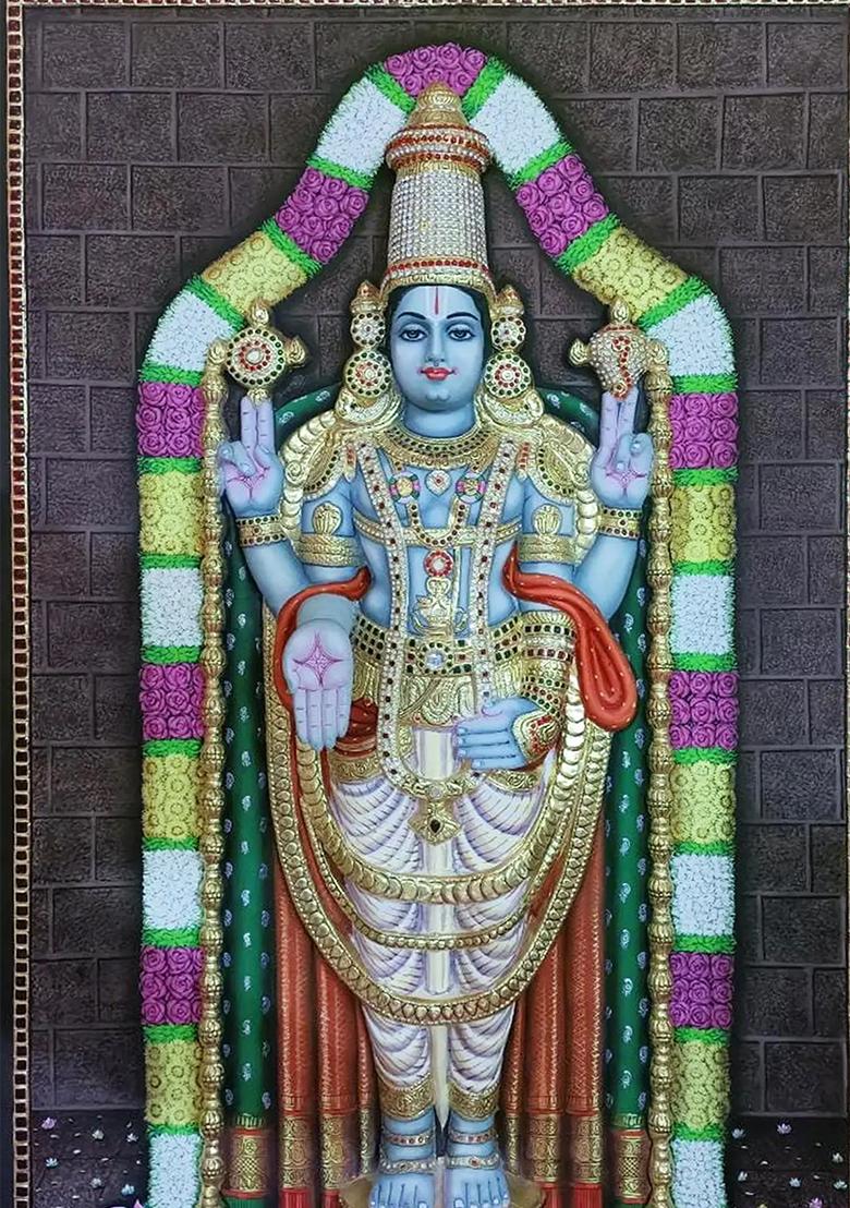 Bhagawan Perumal Tanjore Painting Super Embossed 3D Face Work