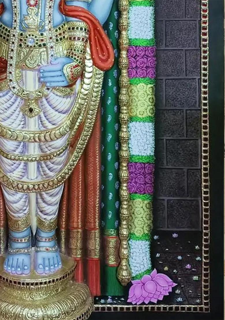 Bhagawan Perumal Tanjore Painting Super Embossed 3D Face Work