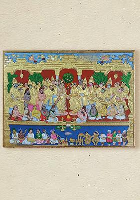 Exquisite Rukmini Tanjore Painting Divine Wedding Scene Without Frame