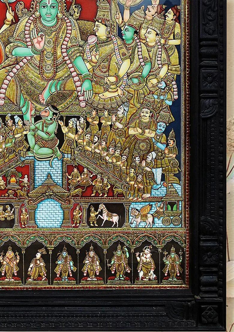 Sri Rama Pattabhishekam Tanjore Painting Shilp Guru Gold Medal Winner 24 Karat Gold