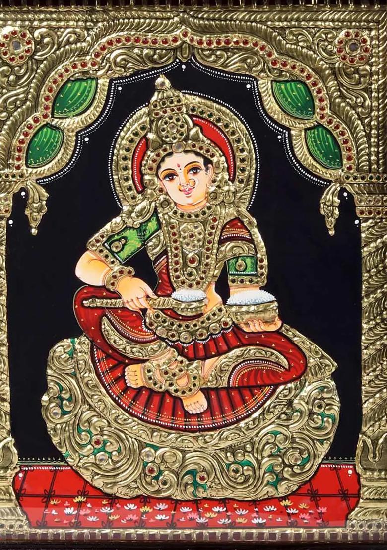 Tanjore Painting Of Goddess Annapoorna Devi With 24 Karat Gold