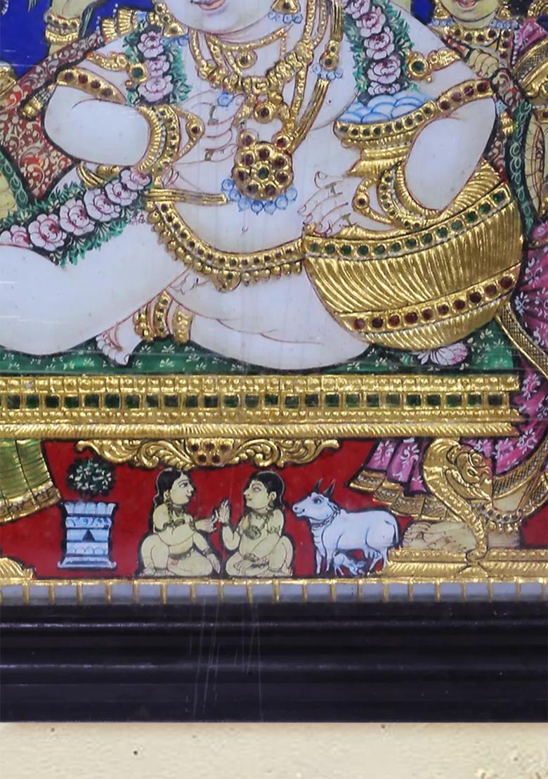 Butter Krishna Tanjore Painting Artwork 24 Karat Gold Masterpiece