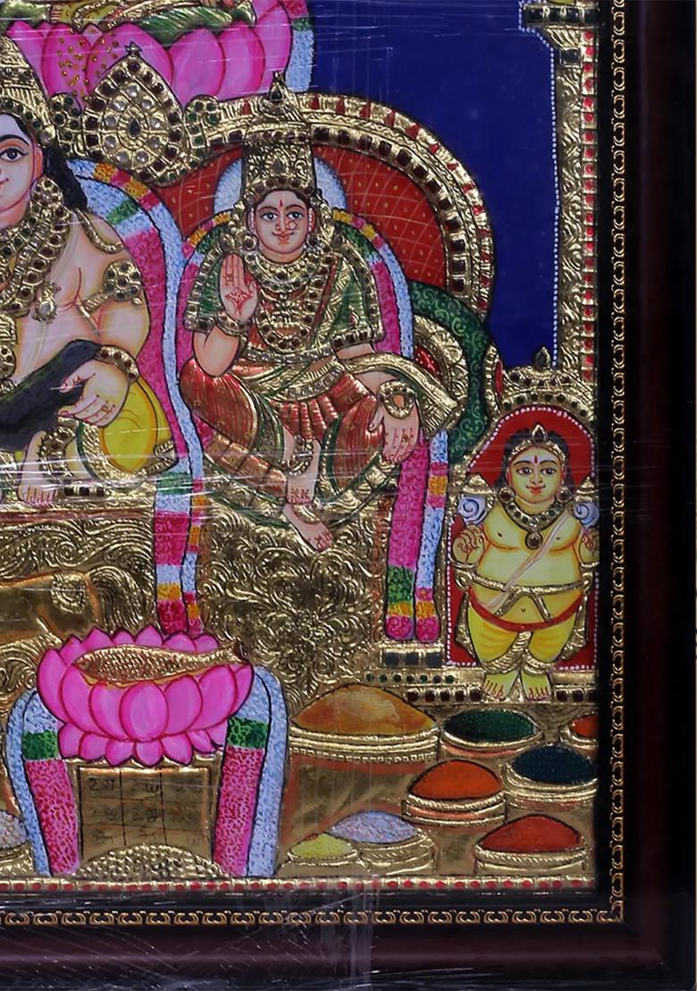 Lakshmi Kubera Tanjore Painting With And 24 Karat Gold Detailing