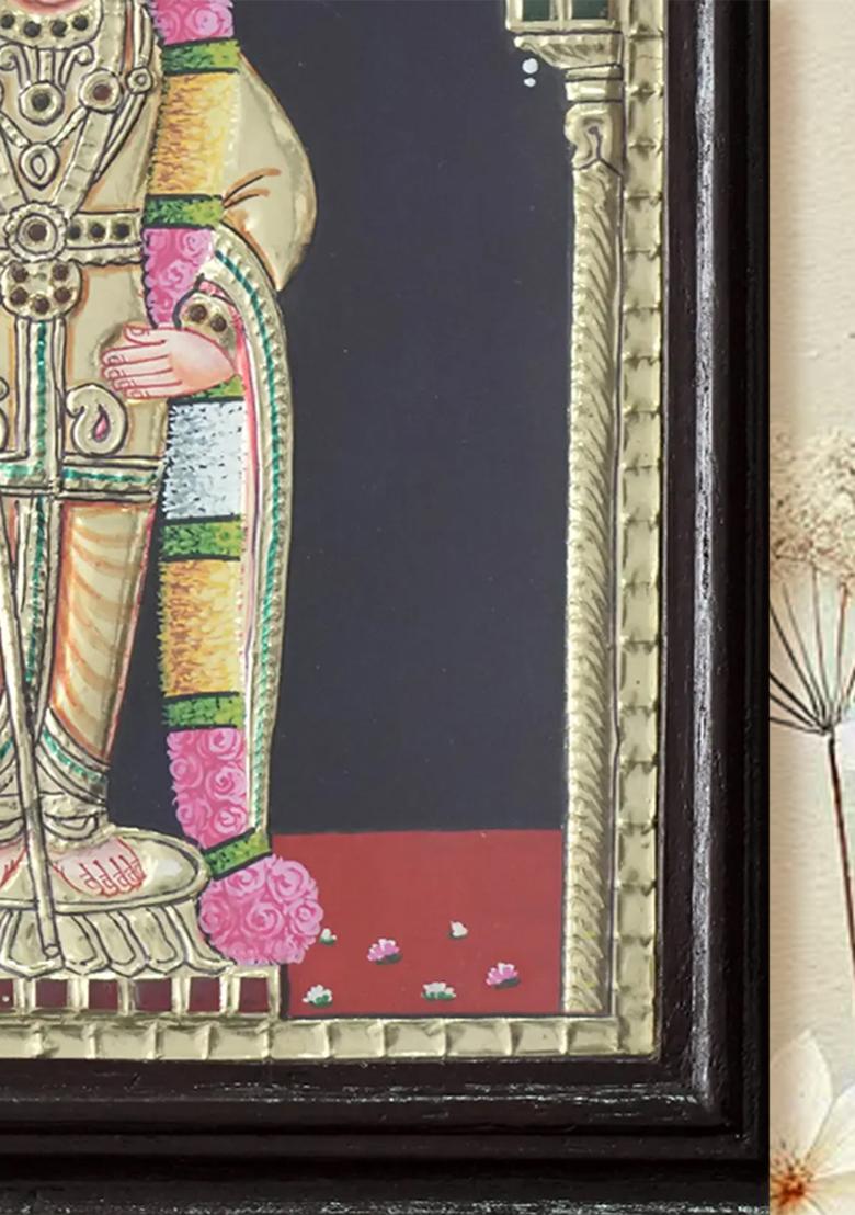 Standing Lord Murugan Tanjore Painting With 24 Karat Gold