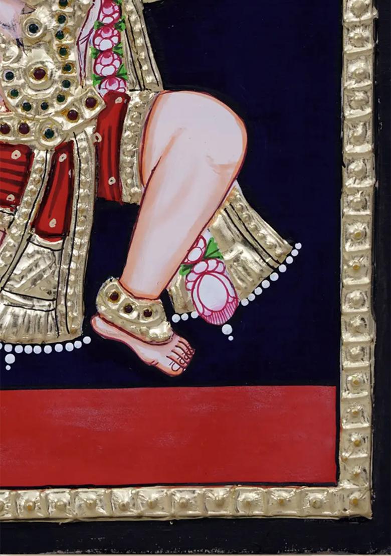 Lord Hanuman Carrying Sanjeevani Tanjore Painting With 24 Karat Gold