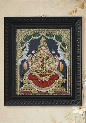 Gajalakshmi Tanjore Painting With 24 Karat Gold
