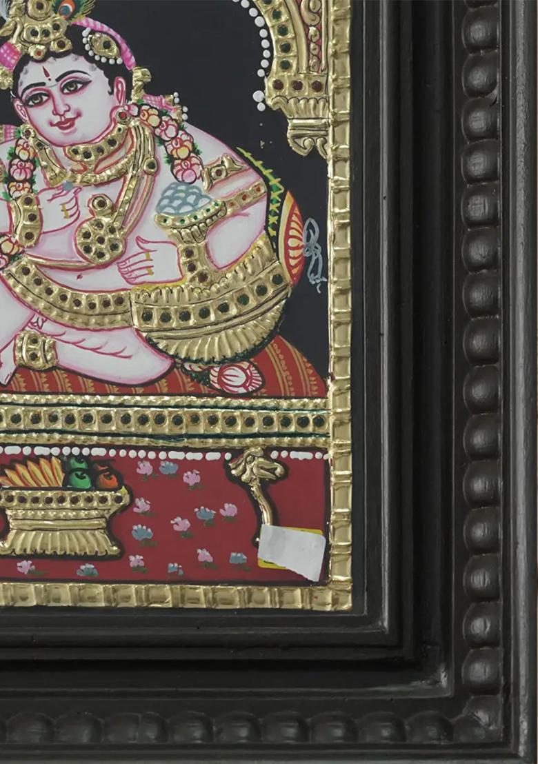 Butter Krishna Makhanchor Tanjore Painting With 24 Karat Gold