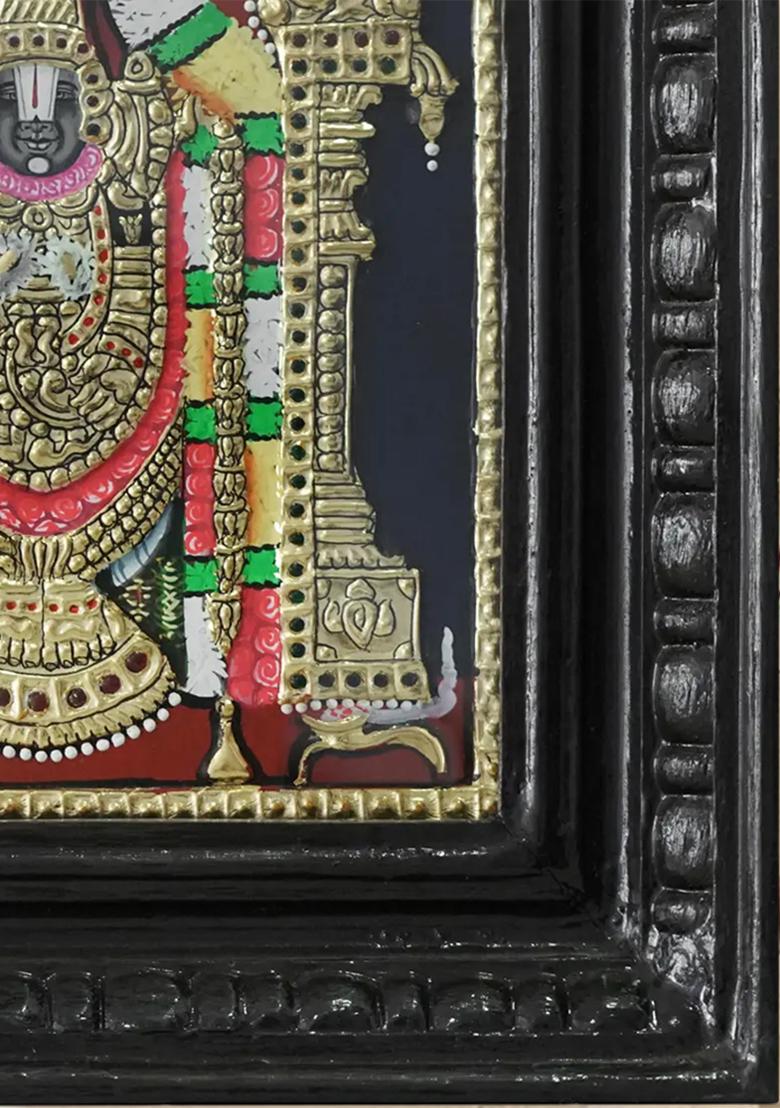 Lord Venkateshvara Tirupati Balaji Tanjore Painting With 24 Karat Gold