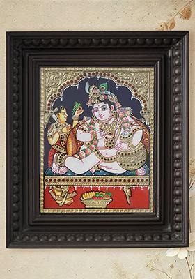 Tanjore Butter Krishna Painting With 24 Karat Gold