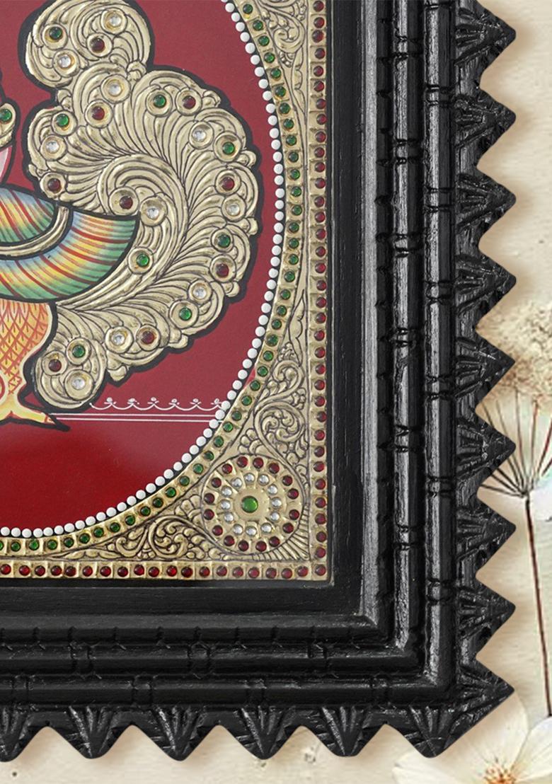 Annam Peacock Tanjore Painting With 24 Karat Gold