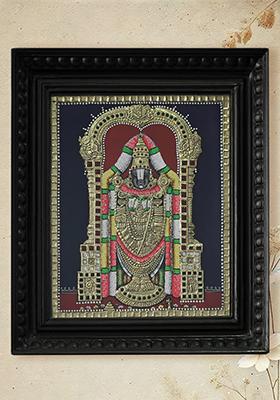 Tirupati Balaji Venkateshvara Tanjore Painting With 24 Karat Gold