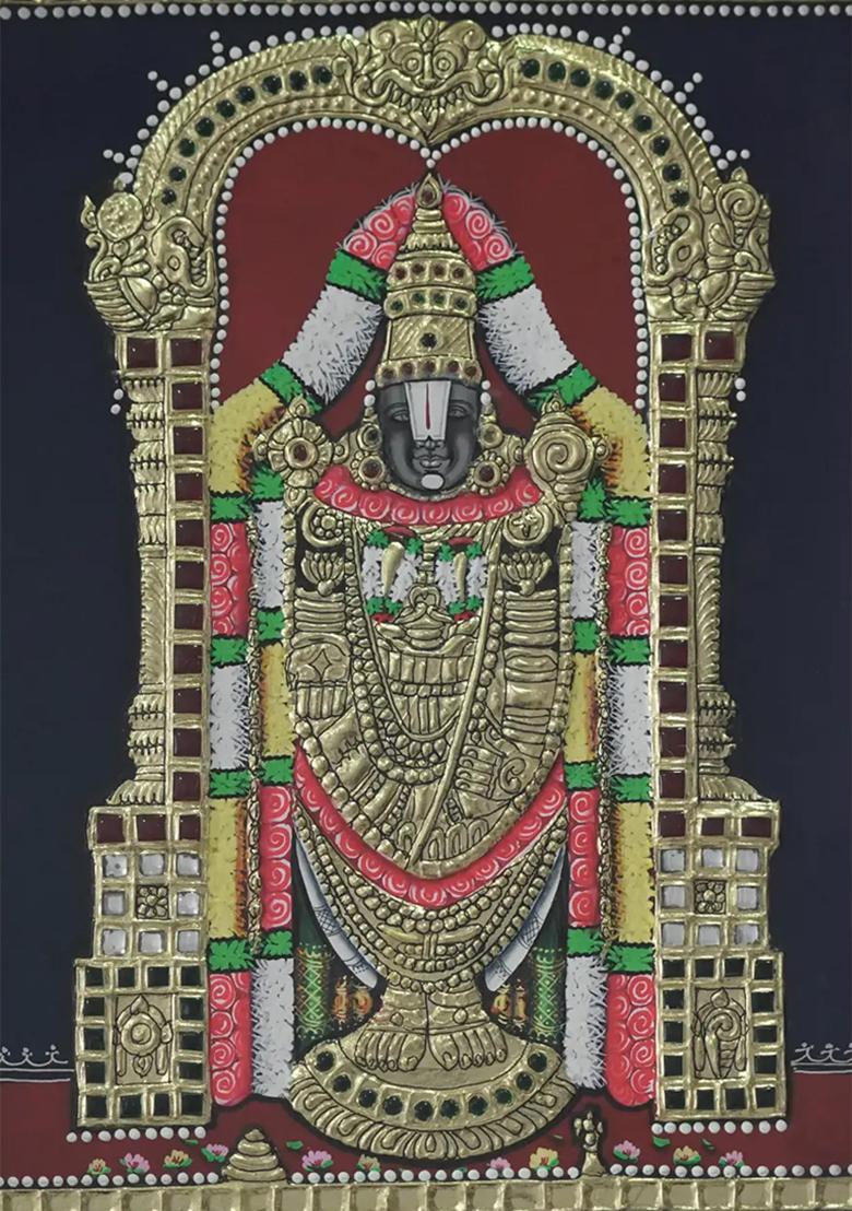 Tirupati Balaji Venkateshvara Tanjore Painting With 24 Karat Gold
