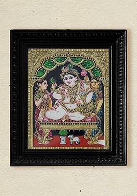 Butter Krishna Tanjore Painting With 24 Karat Gold