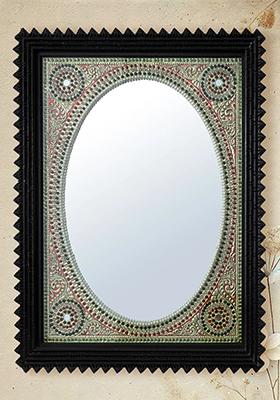 Mirror With Stone Work Tanjore Painting With 24 Karat Gold