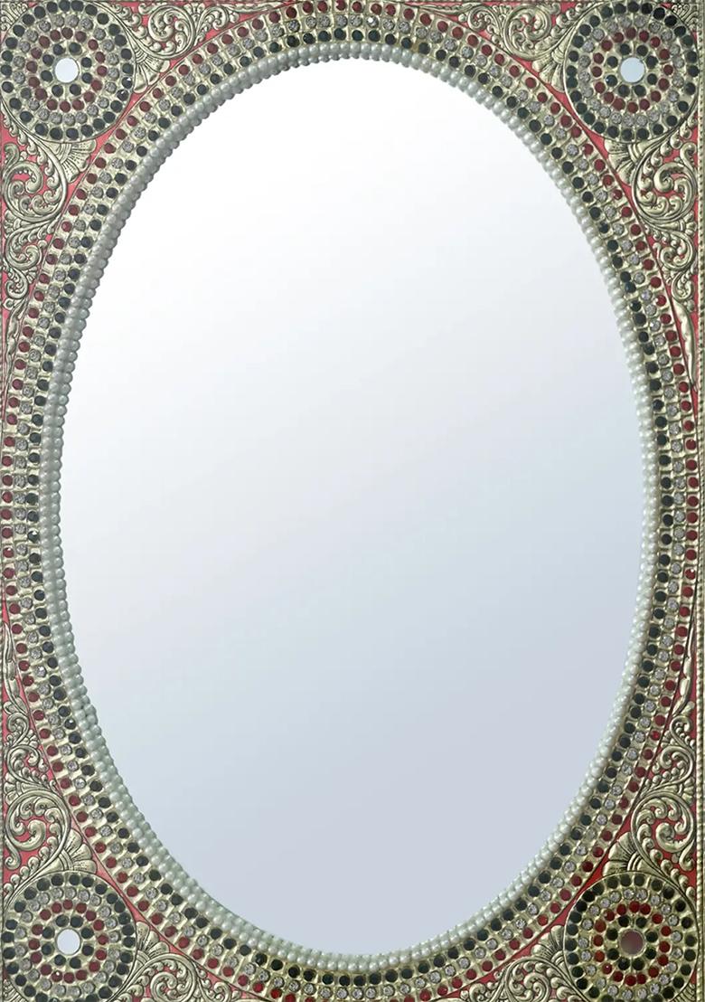Mirror With Stone Work Tanjore Painting With 24 Karat Gold