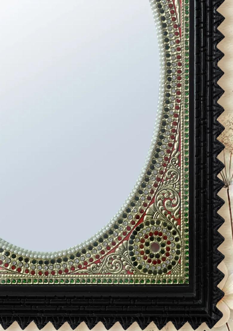 Mirror With Stone Work Tanjore Painting With 24 Karat Gold