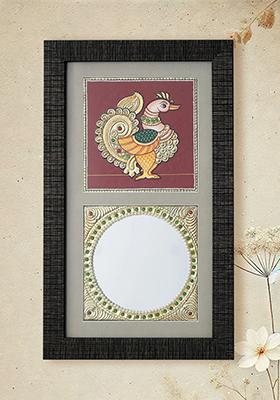 Annam And Mirror With Stone Work With 24 Karat Gold Tanjore Painting