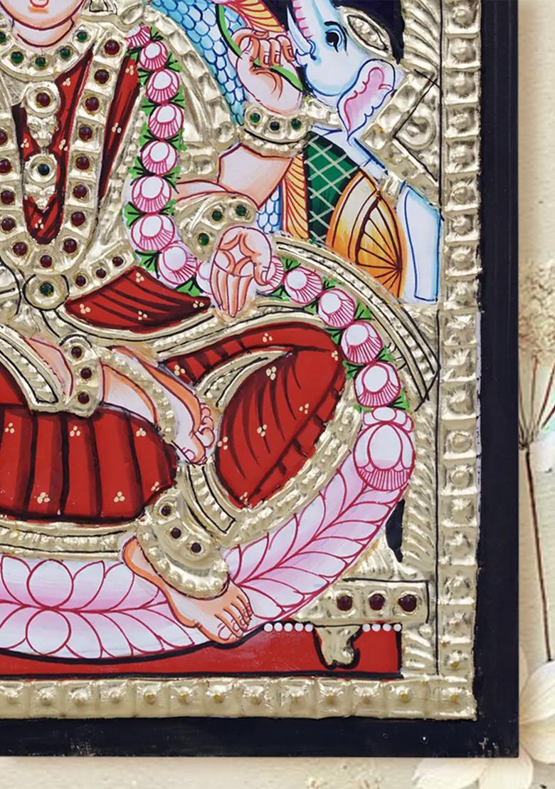 Goddess Gajalakshmi Tanjore Painting With 24 Karat Gold