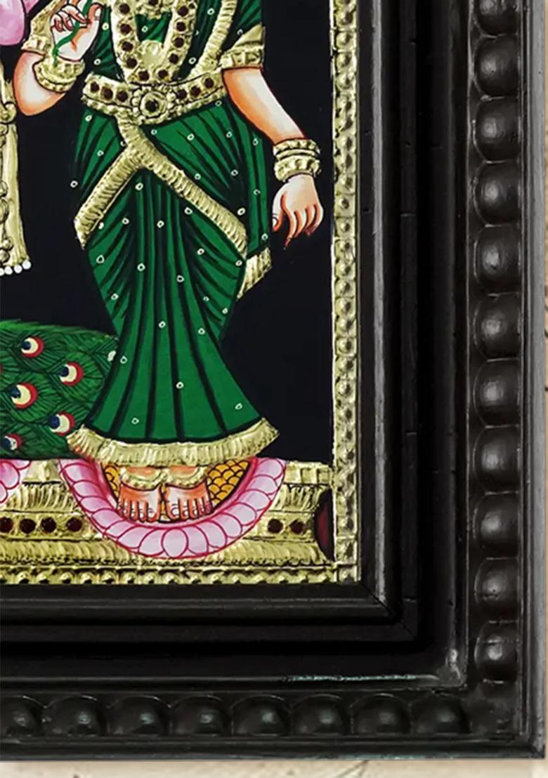 Divine Tanjore Painting Of Lord Murugan With Valli And Deivanai South Indian Art