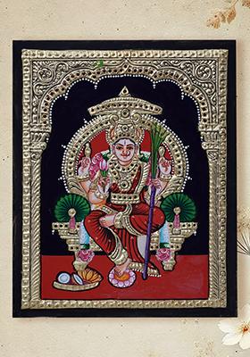 Divine Tanjore Painting Of Goddess Rajarajeshwari Elegance