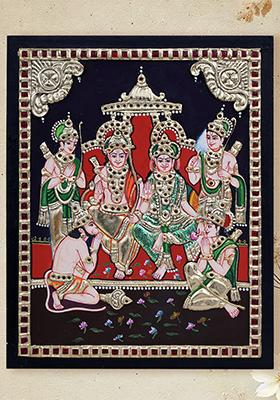Tanjore Painting Of Rama Darbaar Divine Splendor