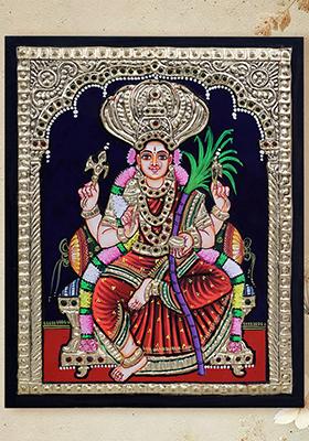 Divine Tanjore Painting Of Goddess Kamakshi Rajarajeshwari Art