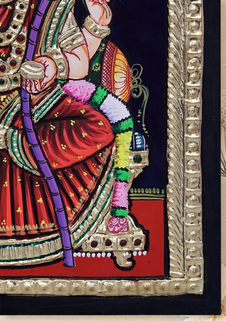 Divine Tanjore Painting Of Goddess Kamakshi Rajarajeshwari Art