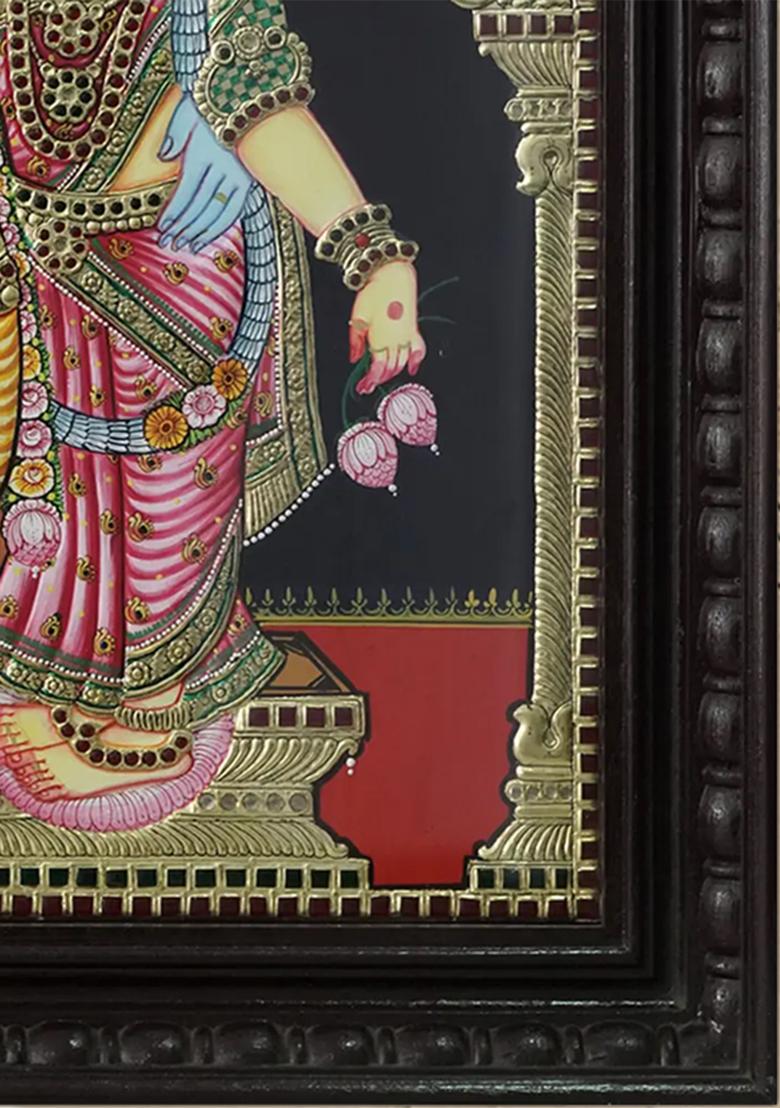 Divine Tanjore Painting Of Radha Krishna Standing Together Under A Tree Eternal Love