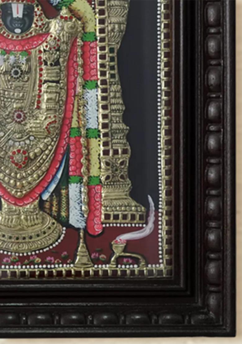Divine Tanjore Painting Of Tirupati Balaji Goddess Padmavathi Inside An Arch