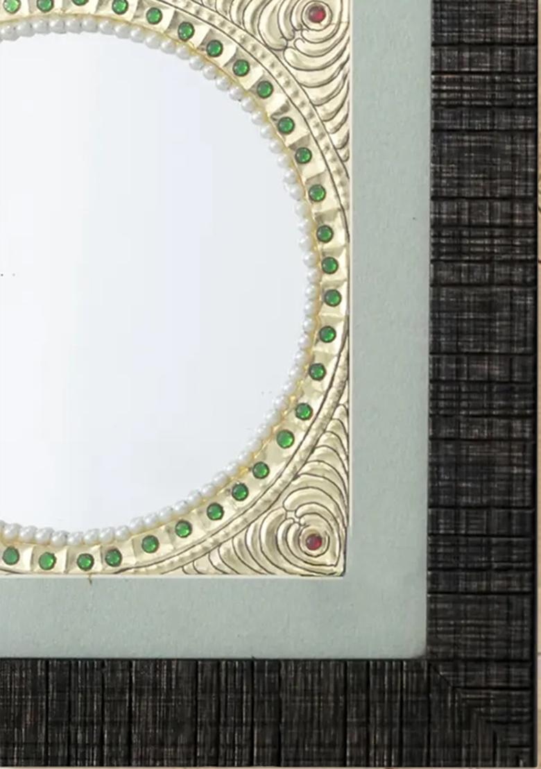 Exquisite Tanjore Painting Of Peacock With Mirror Stone Work Divine Grace